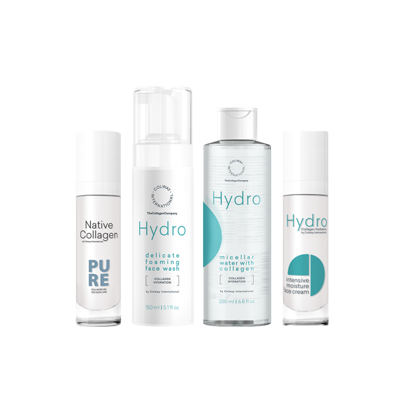 Zestaw Every Day Care Colway – Native Collagen PURE, pianka do mycia, woda micelarna i krem nawilżający Hydro